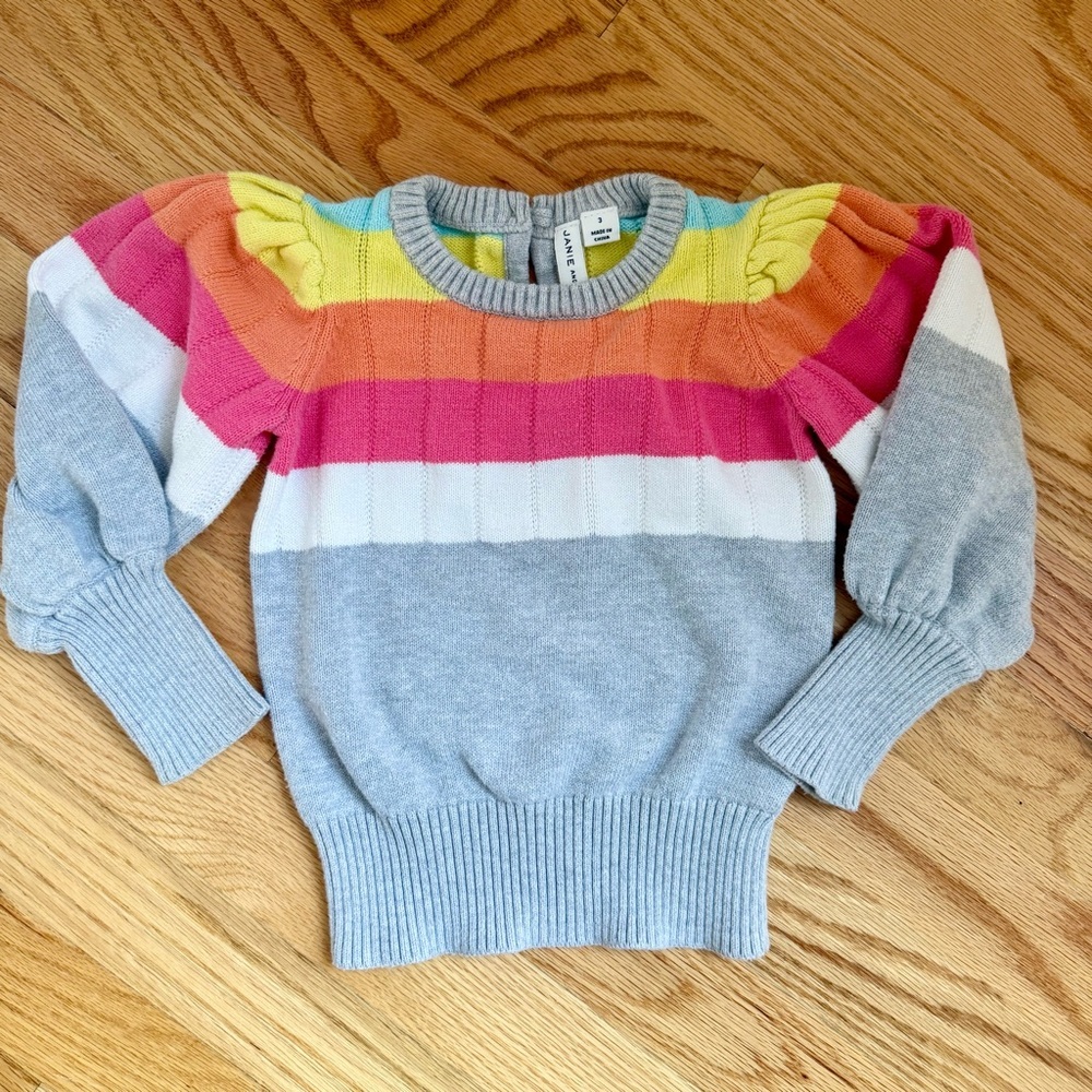 Janie and Jack Colorblocked Toddler Sweater 3t - Picture 2 of 3